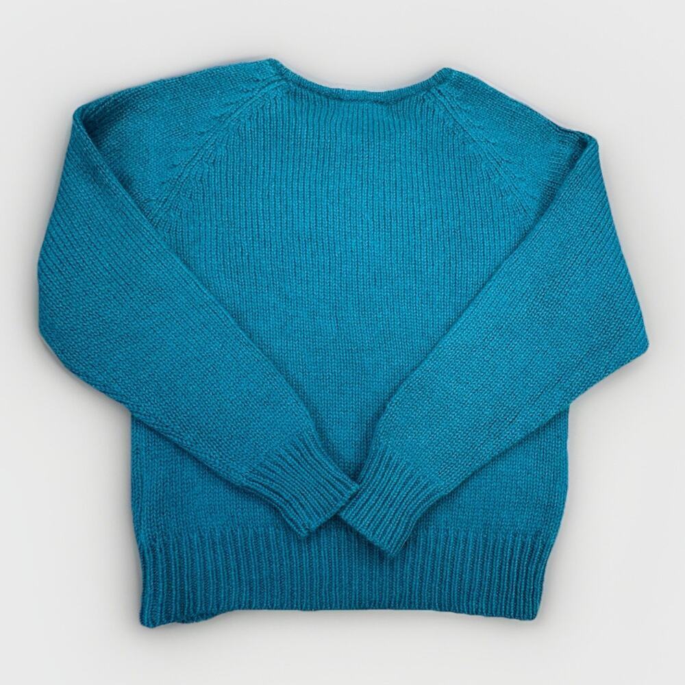 Vintage L.L. Bean Women’s Pullover Sweater Medium 100% Wool Teal Hong Kong - Picture 2 of 7